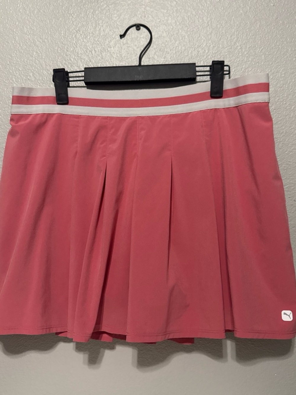 Puma Pink Pleated Skater Skirt with White Waistband